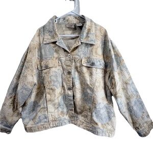 Floral Linen Jacket Spring Casual Plus Size 3X Cottagecore